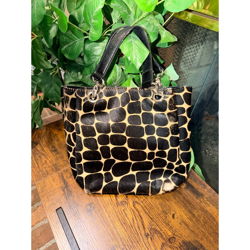 Maurizio Taiuti Tote Bag Women Brown Giraffe Calf Hair Leather Made in Italy M